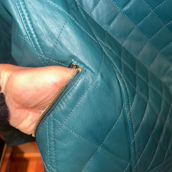 IMANgenuine leather teal green jacket Size S - Picture 13 of 14